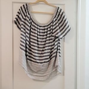 Lucky Brand gray and white striped top